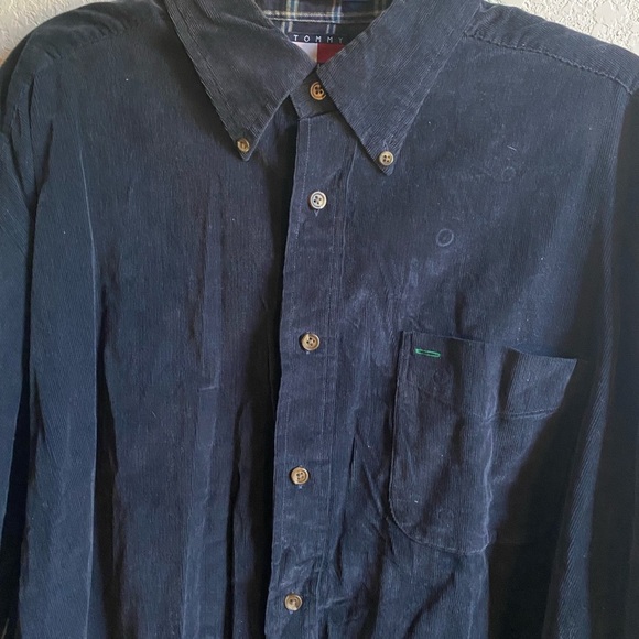 Vintage Tommy Hilfiger Y2K Mix Media Cord Plaid Preppy Academia Button Shirt XL - Picture 8 of 14